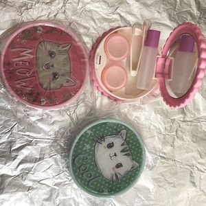 Cute Contact Lense Case with Mirror and Solution Container